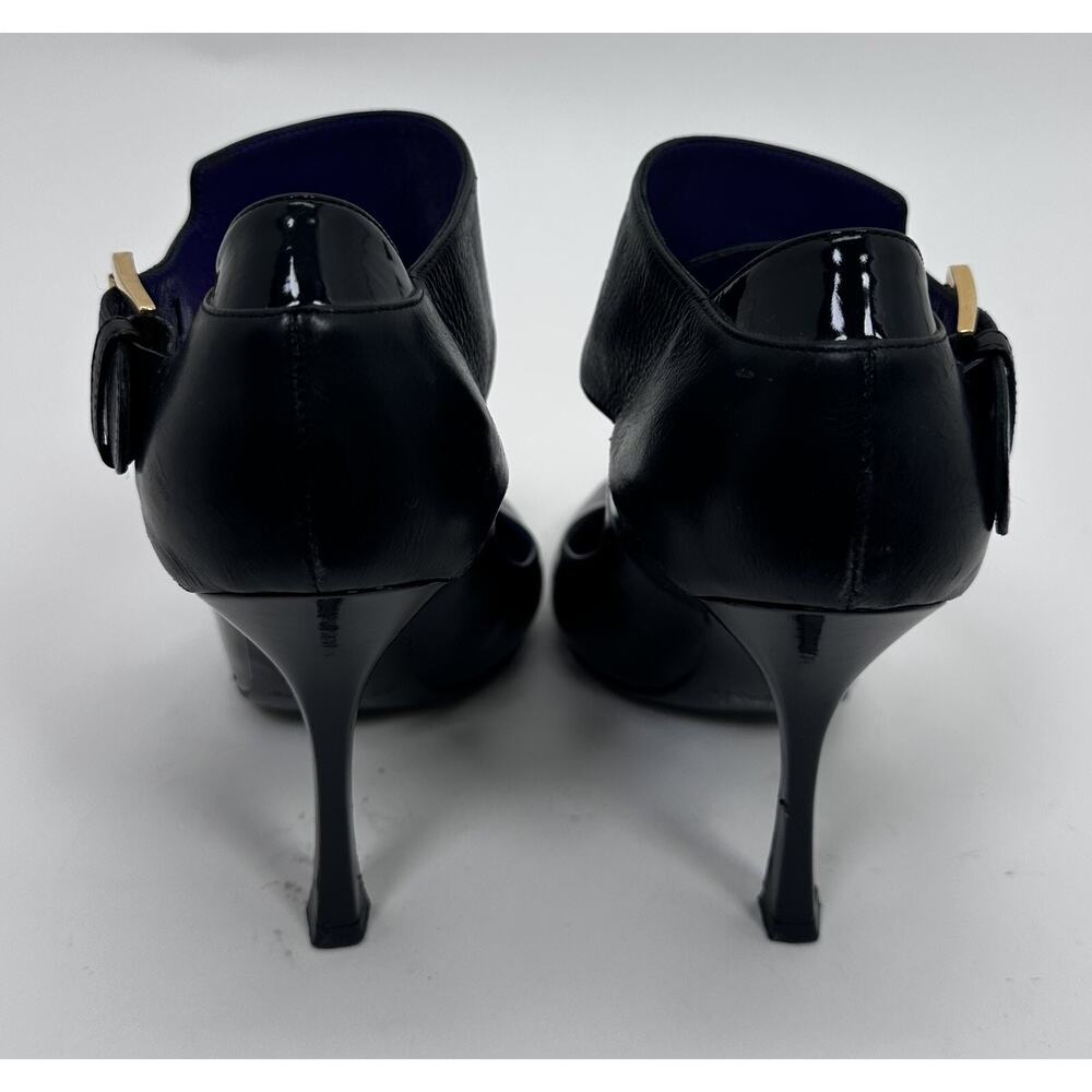 ⭐️ Sergio Rossi Black Patent Ankle Strap Pumps Sz 37.5 - Picture 4 of 9